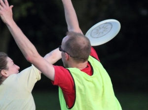 DUFFA's Claire attempts to pop the disc around Matt